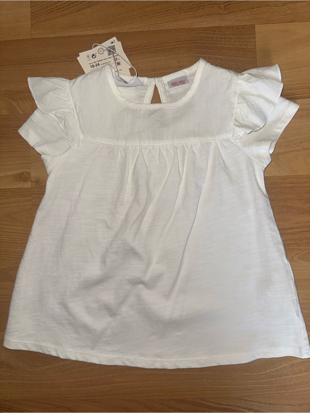 ZARA Kids White Toddler Ruffle Sleeve Top